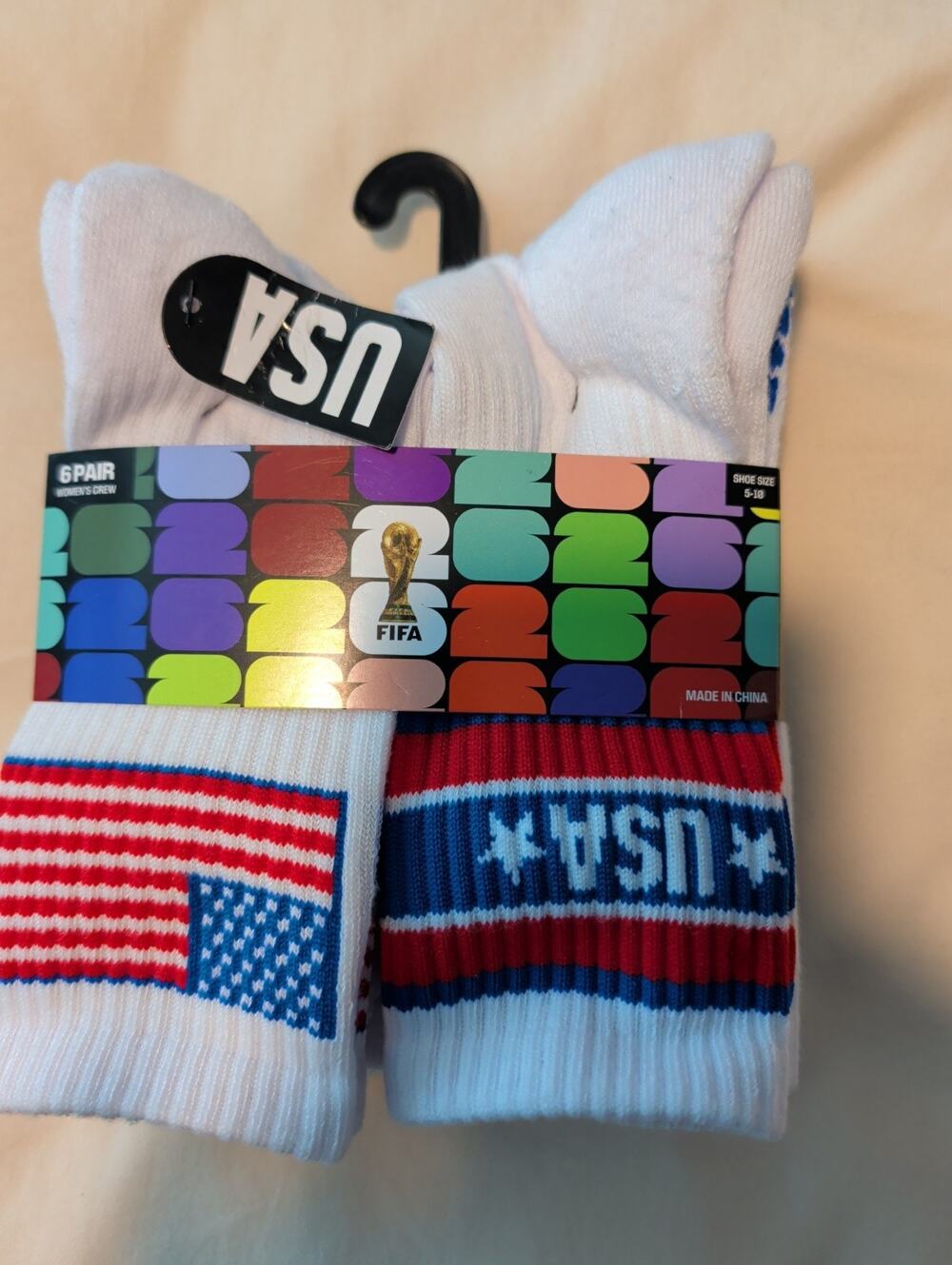 NWT FIFA World Cup 2026 USA Women's Crew Socks - 6 Pair Pack Size 5-10